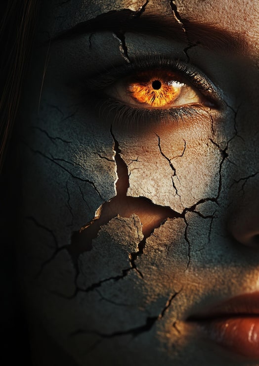 Foto el rostro agrietado del mal