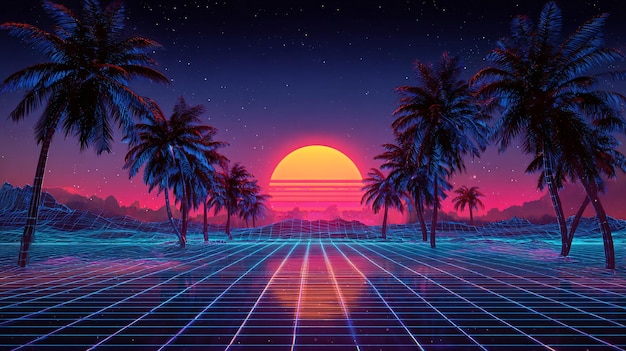 Foto synthwave-sunset-antrieb
