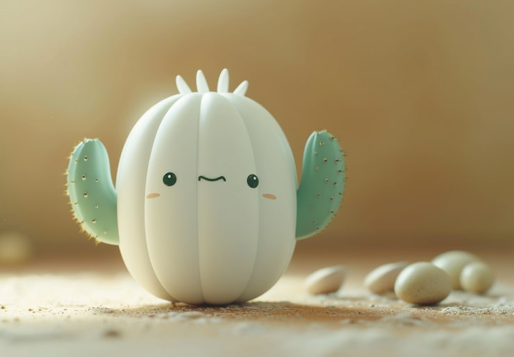 無料Photo 3d レンダリング カクタスの友好的な顔