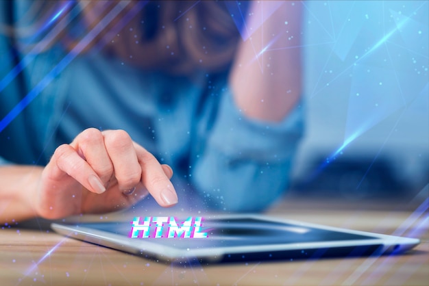 Бесплатный Фотография фон программирования с текстом html