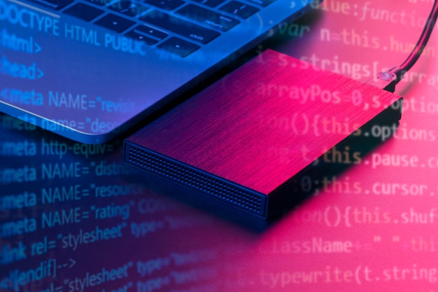 Бесплатный Фотография фон программирования с текстом html