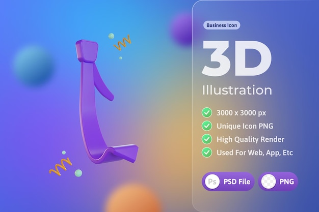 免费PSD 3d 图标 商务，领带