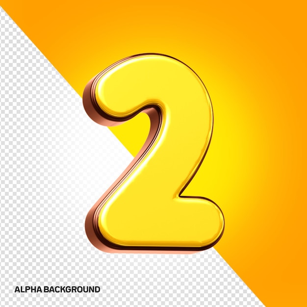 무료 PSD 노란색 배경의 3d 문자 2입니다.