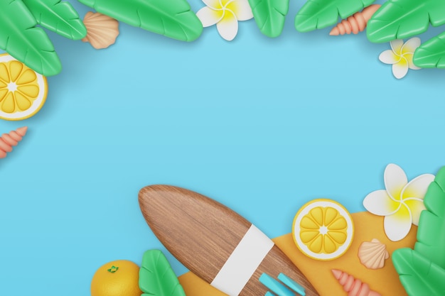 無料PSD 3d レンダリングの夏の背景