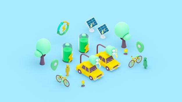 無料PSD 等尺性生態学的概念の 3 d レンダリング