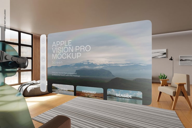 무료 PSD apple vision pro 화면 목업