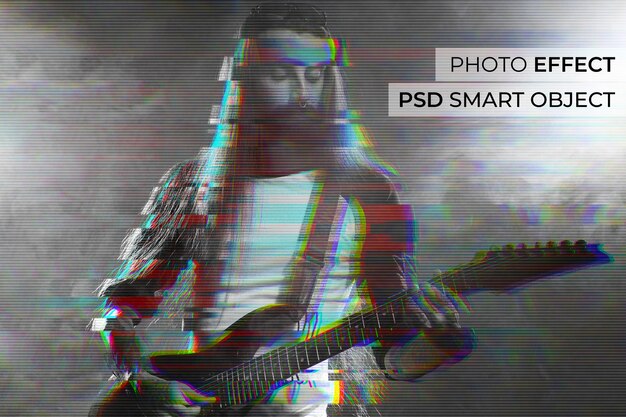 Бесплатный PSD глюк дизайн фотоэффекта