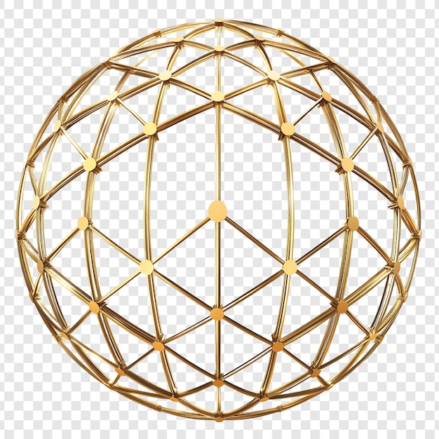 免费PSD 金色几何球体，一个3d网络模型