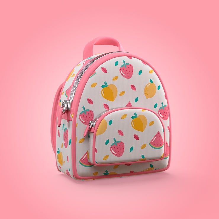 A pink and yellow backpack