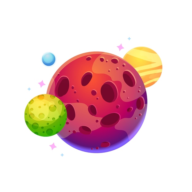 免费PSD 包括行星在内的空间元素