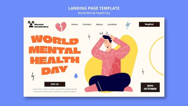 免費 PSD 世界精神健康日登陸頁模板