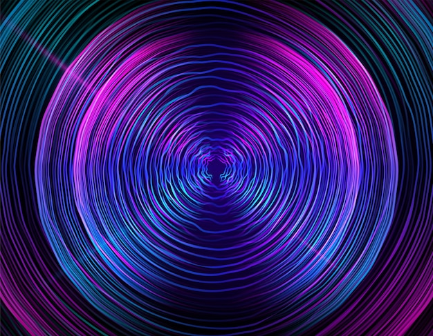 無料Vector 円の形で抽象的なデジタル未来の波線の背景。