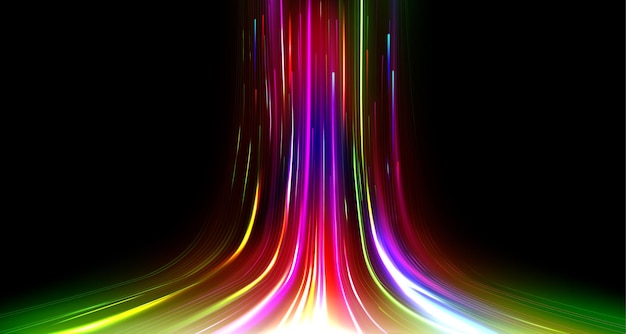 無料Vector 黒い背景の抽象的な光速効果