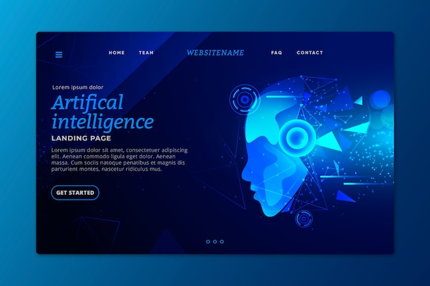 ฟรี Vector เทมเพลตหน้า landing page ปัญญาประดิษฐ์