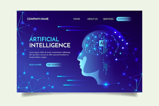 ฟรี Vector เทมเพลตหน้า landing page ปัญญาประดิษฐ์