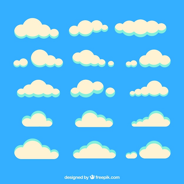 무료 Vector 평면 디자인의 솜털 구름 구색