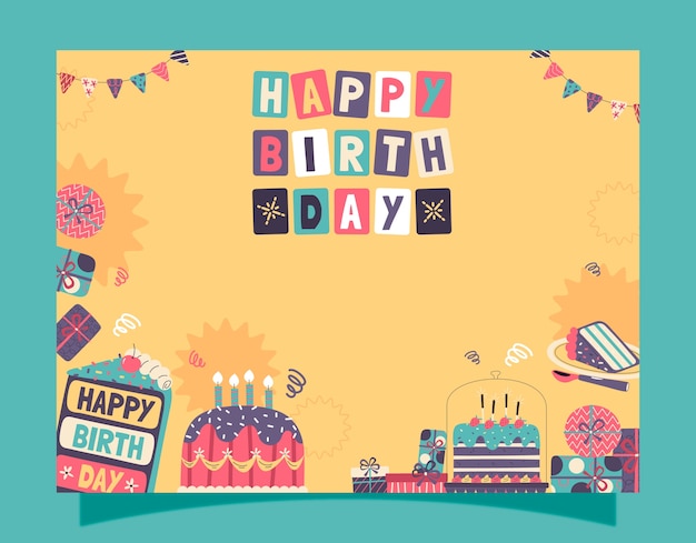 免費 Vector 生日模板設計