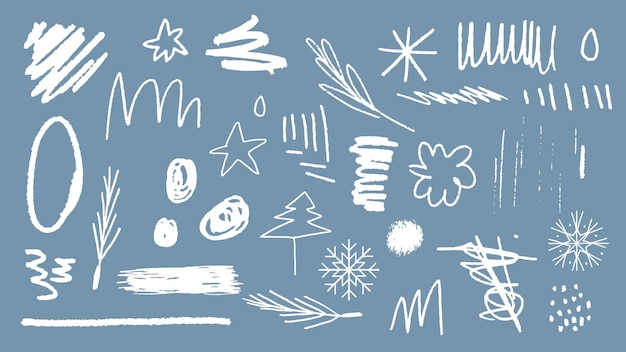 無料Vector クリスマス落書きパターン背景ベクトル