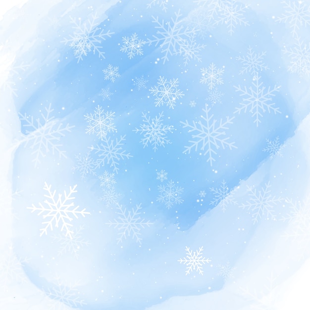 免费Vector 水彩背景上的圣诞节雪花