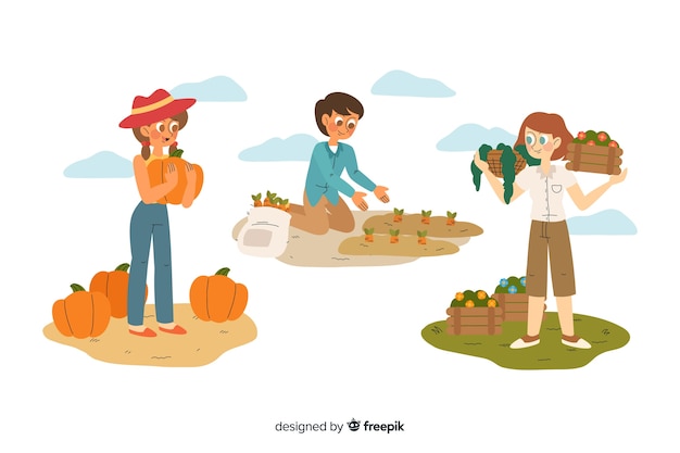 무료 Vector 농업 노동자 평면 디자인의 컬렉션