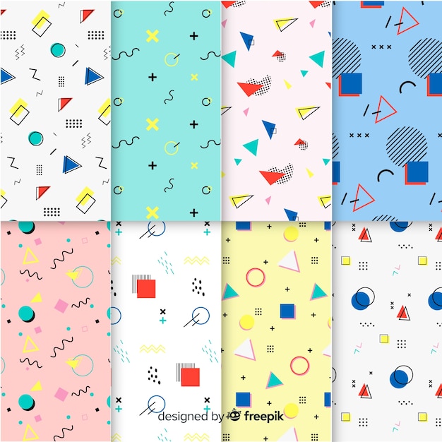 免费Vector 彩色孟菲斯图案集
