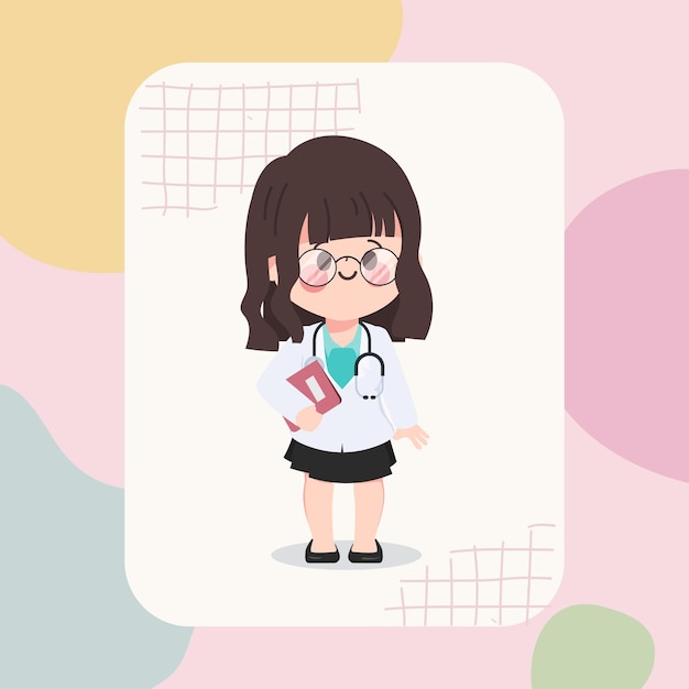 ฟรี Vector ชุดตัวละครการ์ตูนน่ารักวาดด้วยมือสำหรับงานแพทย์