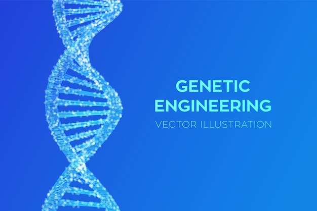 無料Vector dnaシーケンス。ワイヤーフレームdna分子構造メッシュ。 dnaコードの編集可能なテンプレート。科学技術の概念。ベクトルイラスト。