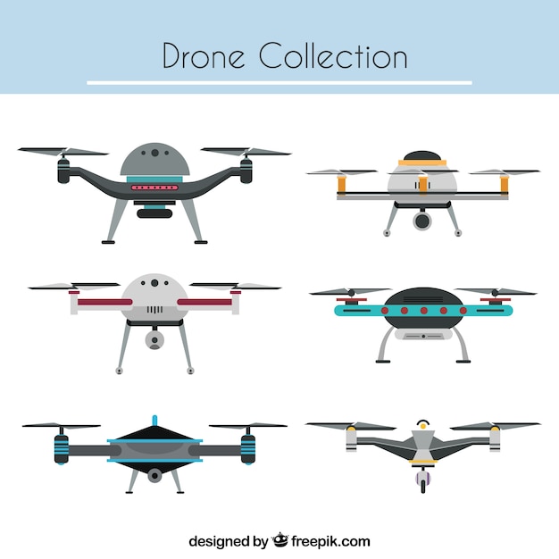 Бесплатный Вектор коллекция drone с плоским дизайном