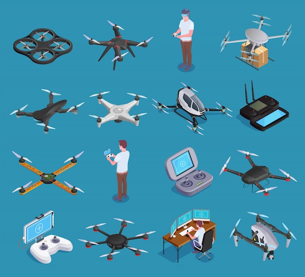 無料Vector ドローンquadrocopters等尺性セット