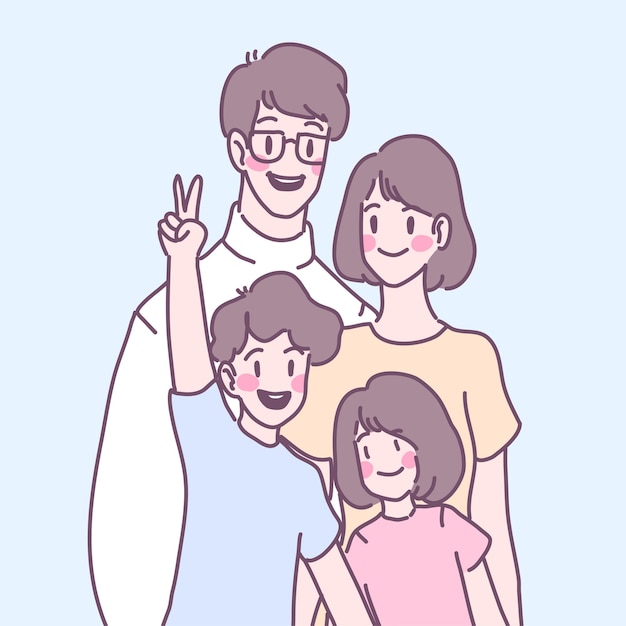 無料Vector 家族は愛と楽しさと暖かさの中で一緒に暮らしています。