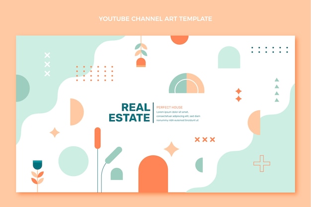 免費 Vector 平面設計 抽象幾何 房地產 youtube 頻道藝術