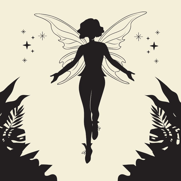 무료 Vector 평면 디자인 요정 실루엣 그림