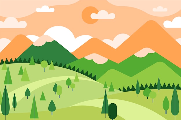 무료 Vector 평면 디자인 산 풍경