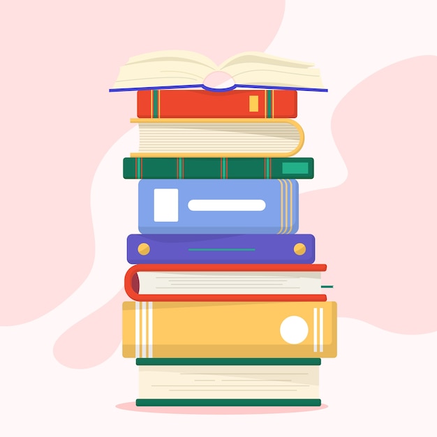 Бесплатный Вектор плоский дизайн стопки иллюстраций книг