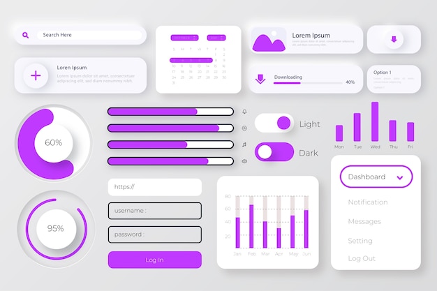 무료 Vector 평면 디자인 ui 키트 컬렉션