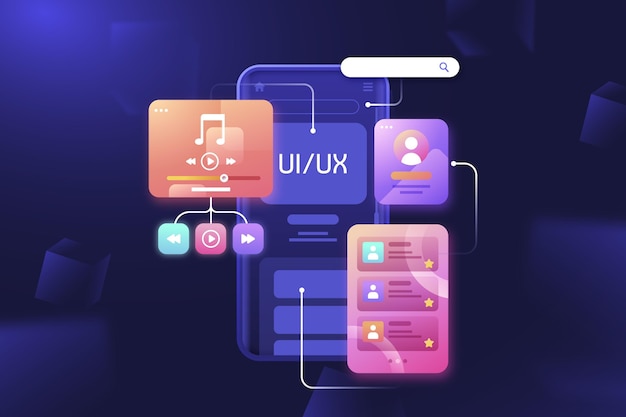 무료 Vector 평면 디자인 ui 및 ux 배경