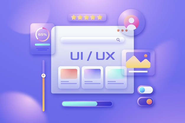 무료 Vector 평면 디자인 ui 및 ux 배경