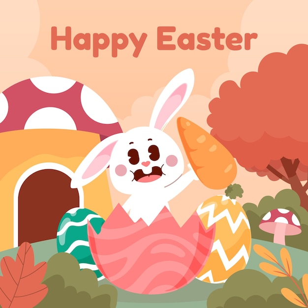 免費 Vector 平坦的復活節慶祝插圖