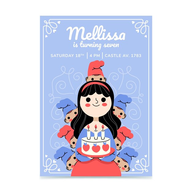 免費 Vector 平坦的雪白生日邀請函