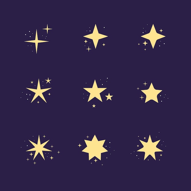 無料Vector フラットスパークリングスターコレクション