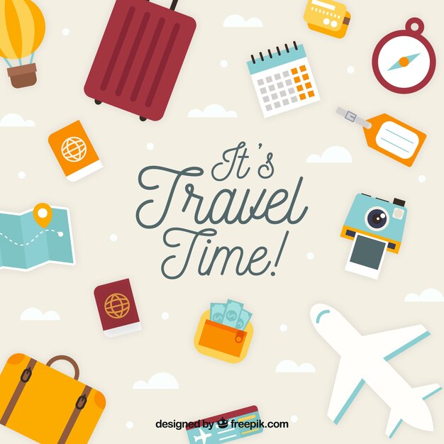 無料Vector 平らな旅行背景