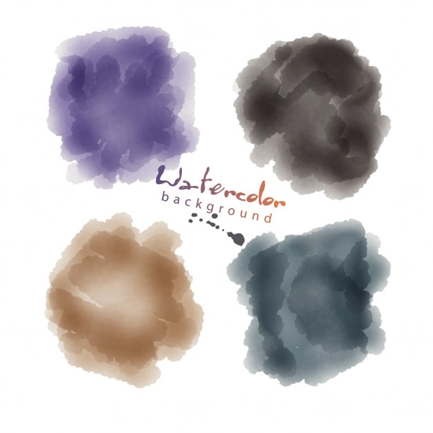 ฟรี Vector คราบสีน้ำสมจริงสี่คราบ