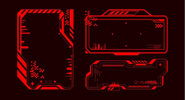 Бесплатный Вектор футуристические красные рамки hud на черном фоне