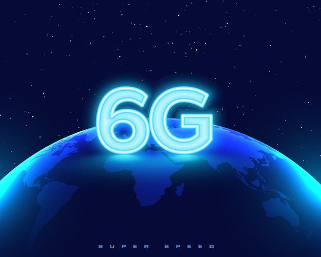 무료 Vector 빛나는 6g 무선 통신 네트워크 글로벌 기술 배경