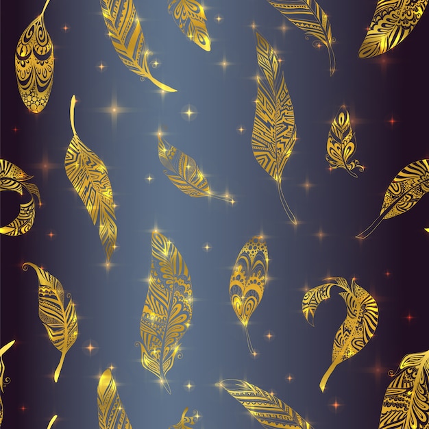 免费Vector 金色叶子图案背景