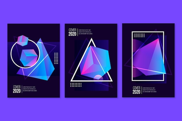 Бесплатный Вектор градиент 3d геометрические кубики в темном фоне