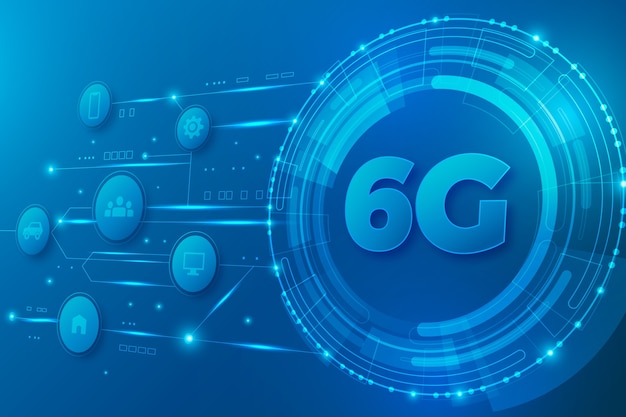 무료 Vector 그라데이션 6g 기술 배경