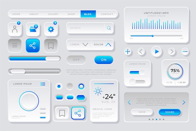 무료 Vector 그라데이션 컬러 ui 키트 컬렉션