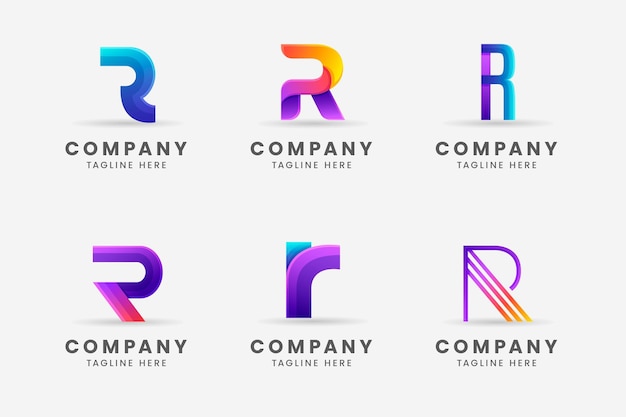 무료 Vector 그라디언트 r 로고 템플릿 컬렉션