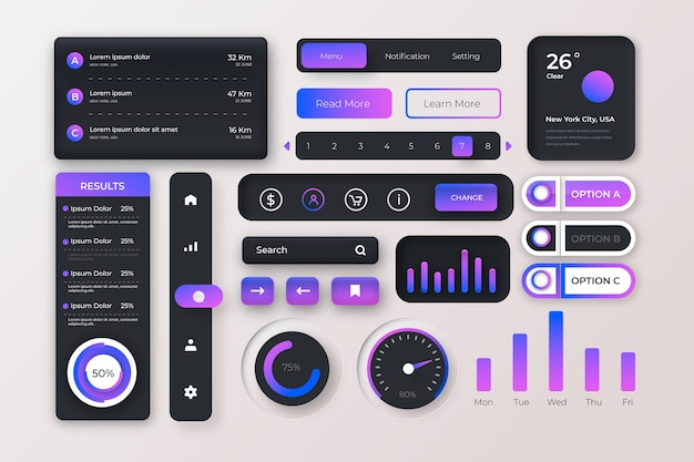 무료 Vector 그라디언트 ui 키트 컬렉션